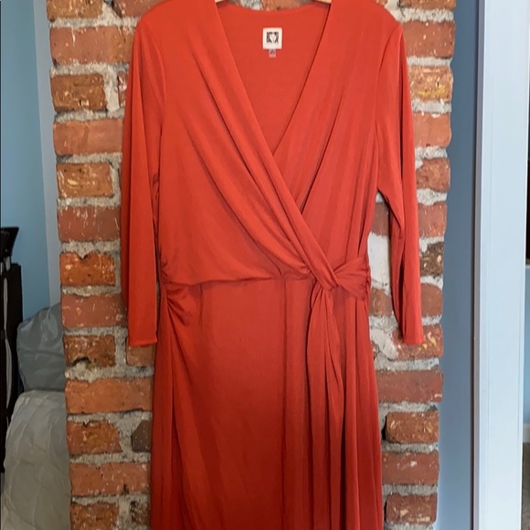 Dresses & Skirts - Anne Klein Dark Orange Faux Wrap Dress, New, 16